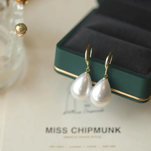 Boucles d’Oreilles Femme – Perle Goutte Élégante avec Crochet Vintage
