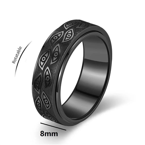 Anti Stress Stainless Steel Spinner Rings For Men Carved Demon Eye