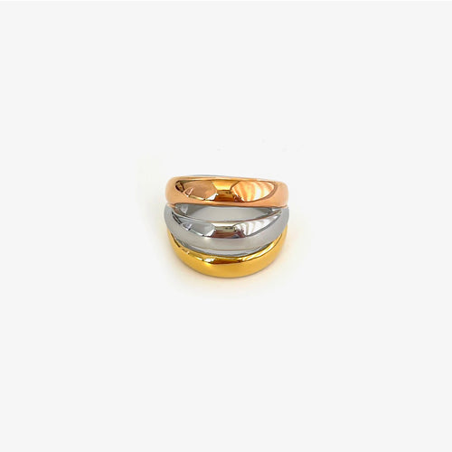 Peri'sbox Stainless Steel 18K Gold Silver Plated 3 Splicing Color