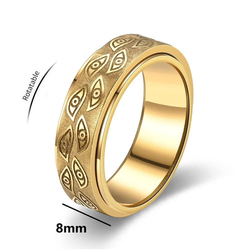 Anti Stress Stainless Steel Spinner Rings For Men Carved Demon Eye
