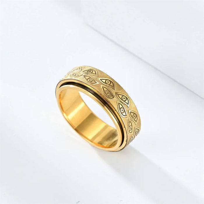 Anti Stress Stainless Steel Spinner Rings For Men Carved Demon Eye