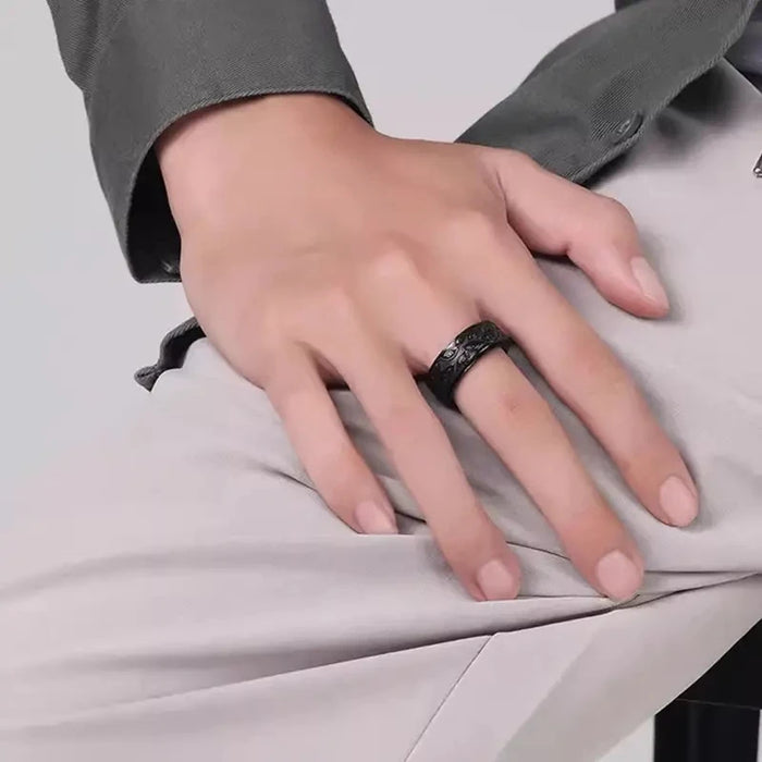 Anti Stress Stainless Steel Spinner Rings For Men Carved Demon Eye