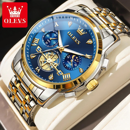OLEVS Men's Watches Classic Multifunctional Fltwheel Chronograph