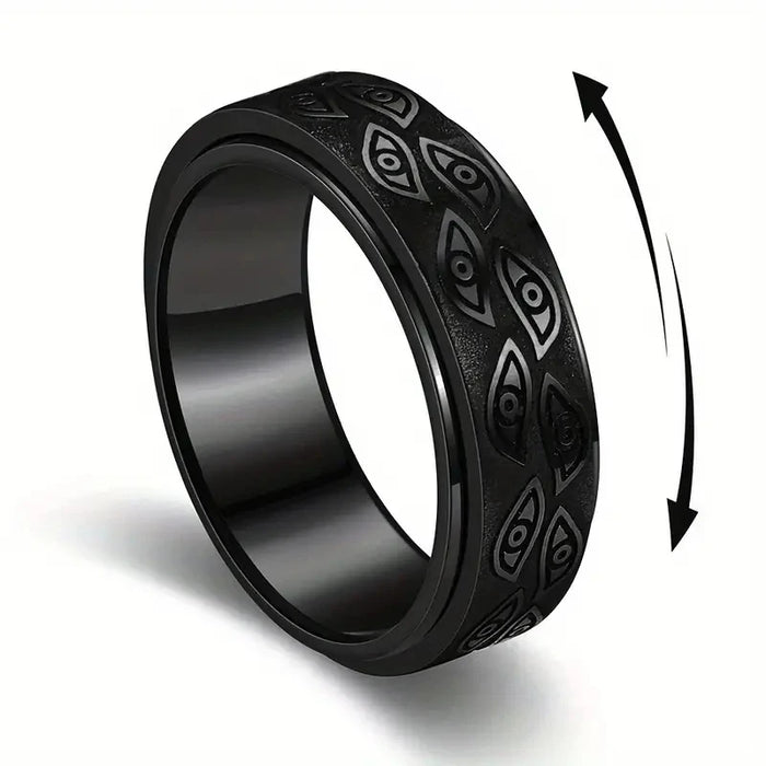 Anti Stress Stainless Steel Spinner Rings For Men Carved Demon Eye