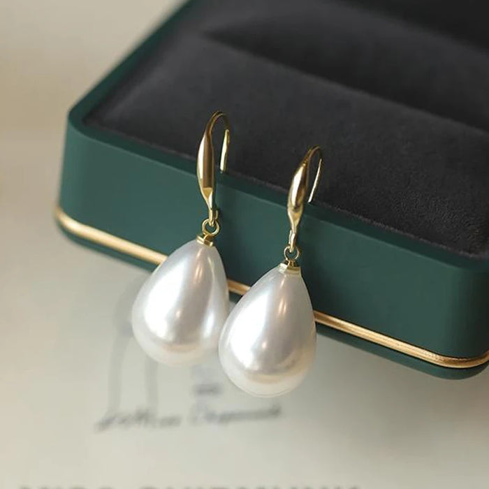 Boucles d’Oreilles Femme – Perle Goutte Élégante avec Crochet Vintage