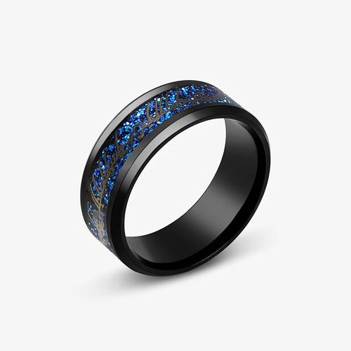 2025 Fashion Men Stainless Steel Celtic Dragon Ring Inlaid Red Blue
