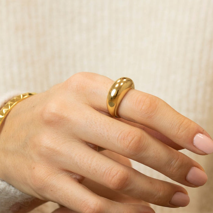 E-manco Fashion Simple Stainless Steel Rings For Women Arc Rings