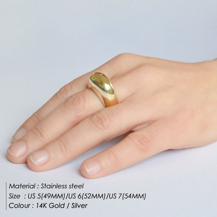 E-manco Fashion Simple Stainless Steel Rings For Women Arc Rings