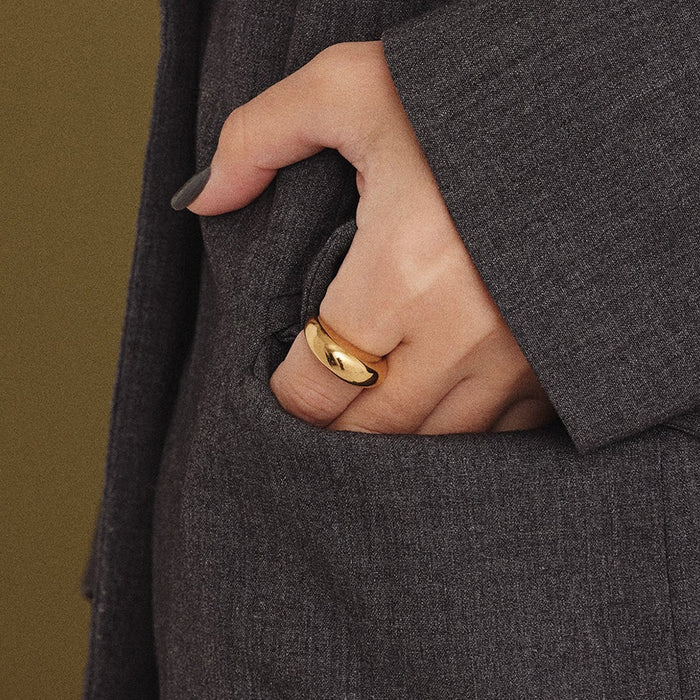 E-manco Fashion Simple Stainless Steel Rings For Women Arc Rings